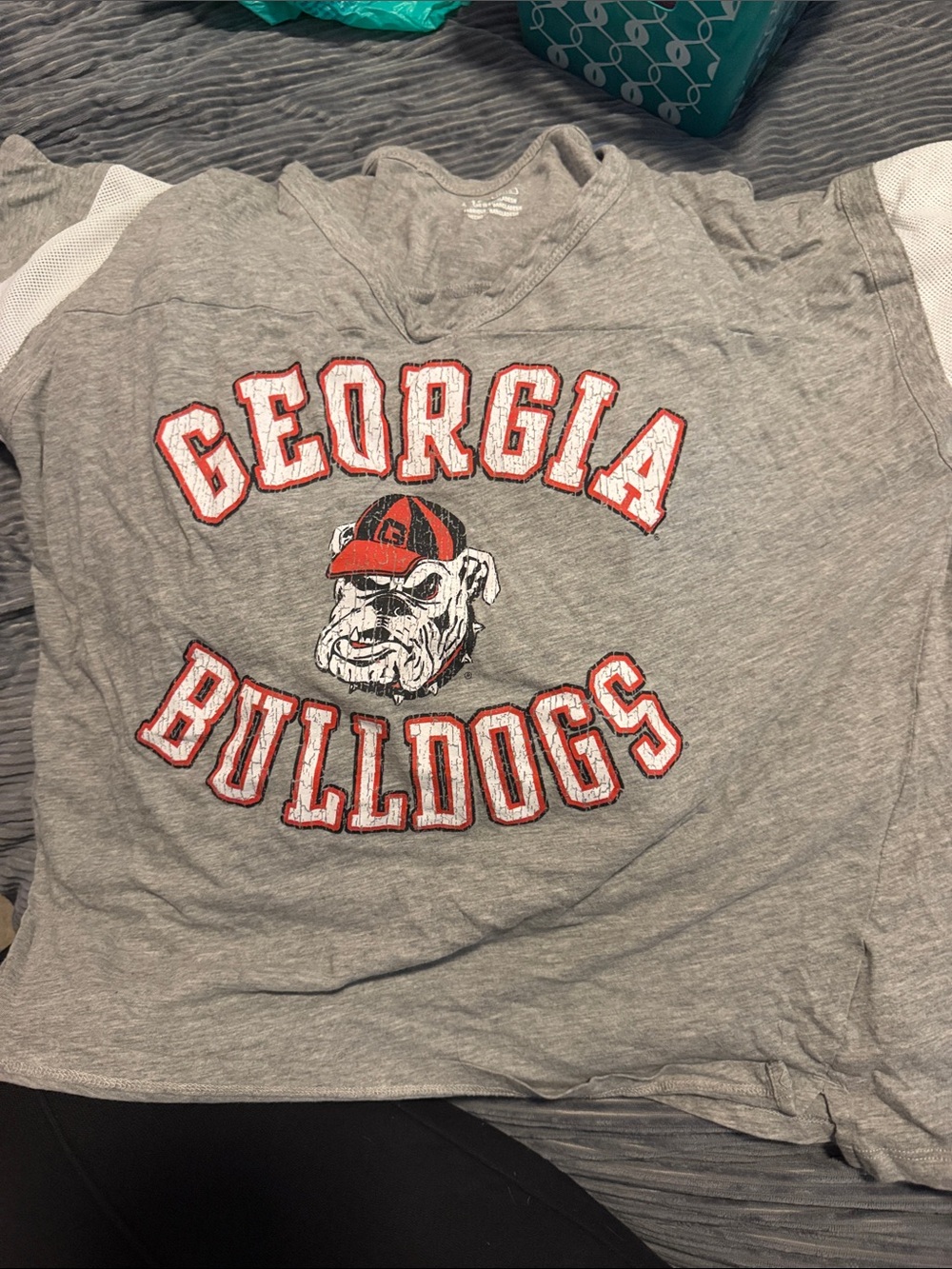 Georgia Bulldogs Short Sleeve Tee in Grey with Red Accent